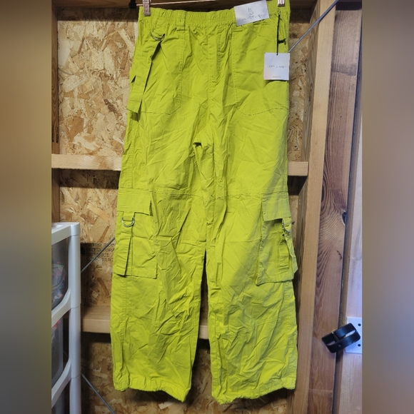 Happily Grey Pants - Happily Grey Women's Parachute Cargo Pants in Yellow Size Medium